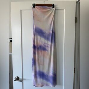 H&M Strapless Dress in Purple and Cream
